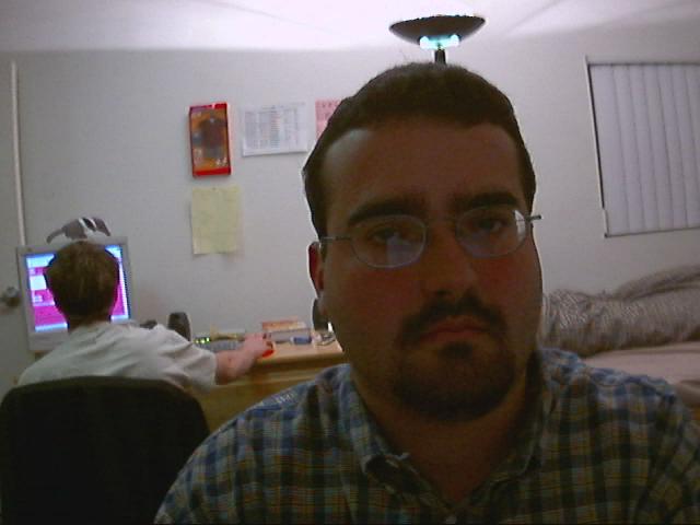 Me in my dorm in AV.  (My roommate is in the background.)